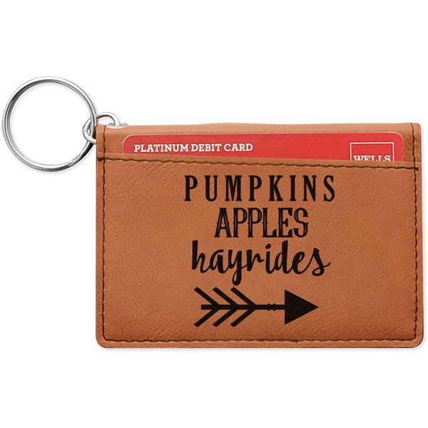 Custom Fall Quotes and Sayings Leatherette Keychain ID Holder - Double Sided (Personalized)