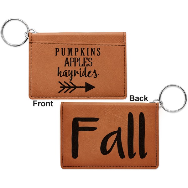 Fall Quotes and Sayings Cognac Leatherette Keychain ID Holders - Front and Back Apvl