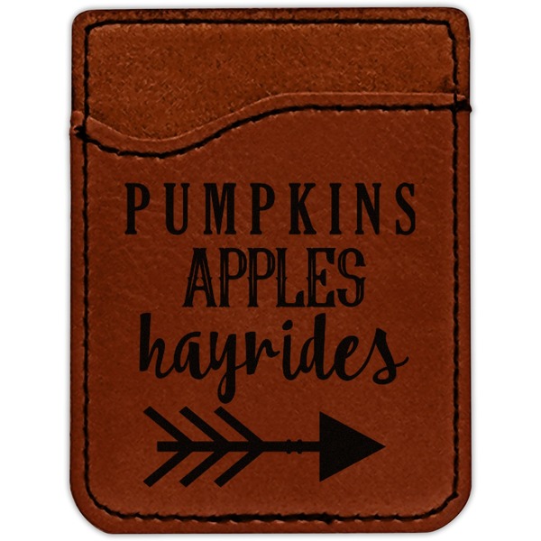 Fall Quotes and Sayings Cognac Leatherette Phone Wallet close up