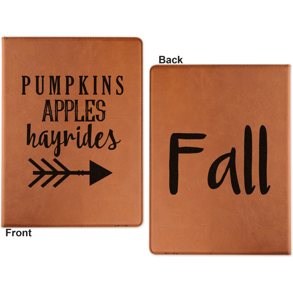 Fall Quotes and Sayings Cognac Leatherette Portfolios with Notepad - Large - Double Sided - Apvl