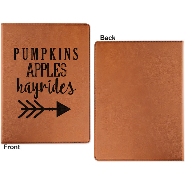 Fall Quotes and Sayings Cognac Leatherette Portfolios with Notepad - Large - Single Sided - Apvl