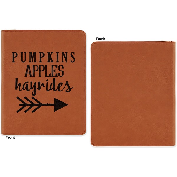 Fall Quotes and Sayings Cognac Leatherette Zipper Portfolios with Notepad - Single Sided - Apvl