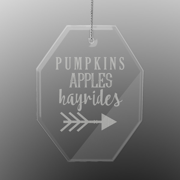 Custom Fall Quotes and Sayings Engraved Glass Ornament - Octagon