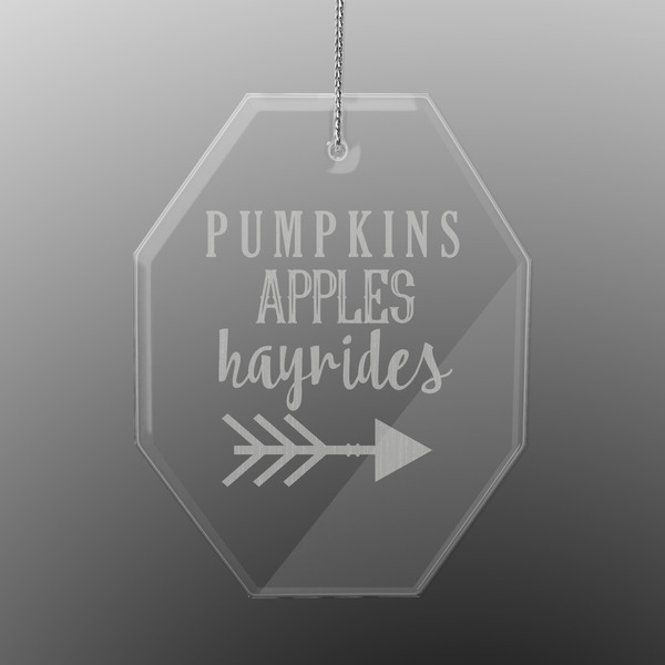 Fall Quotes and Sayings Engraved Glass Ornaments - Octagon