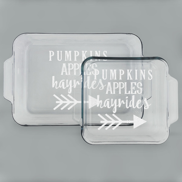 Custom Fall Quotes and Sayings Set of Glass Baking & Cake Dish - 13in x 9in & 8in x 8in