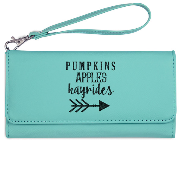 Custom Fall Quotes and Sayings Ladies Leatherette Wallet - Laser Engraved- Teal
