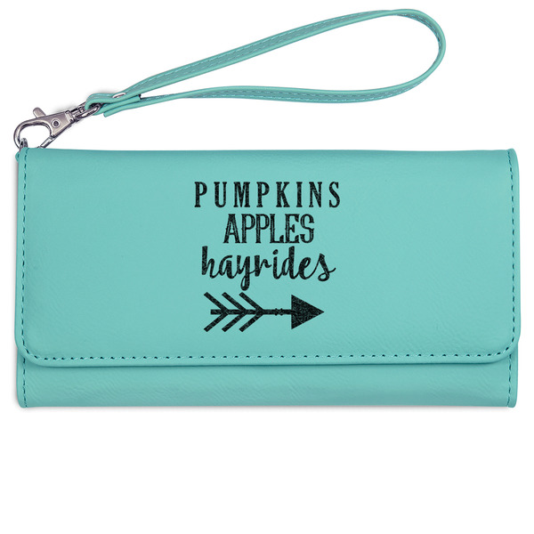 Fall Quotes and Sayings Ladies Wallet - Leather - Teal - Front View