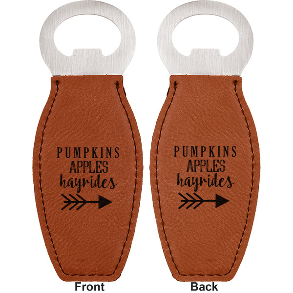 Fall Quotes and Sayings Leather Bar Bottle Opener - Front and Back