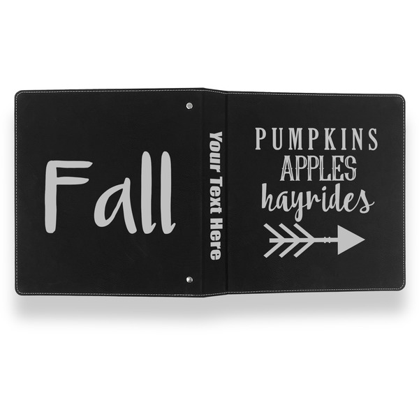 Fall Quotes and Sayings Leather Binder - 1" - Black- Back Spine Front View