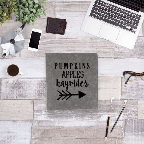 Fall Quotes and Sayings Leather Binder - 1" - Grey - Lifestyle View