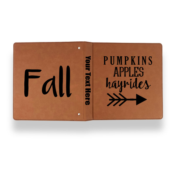 Fall Quotes and Sayings Leather Binder - 1" - Rawhide - Back Spine Front View