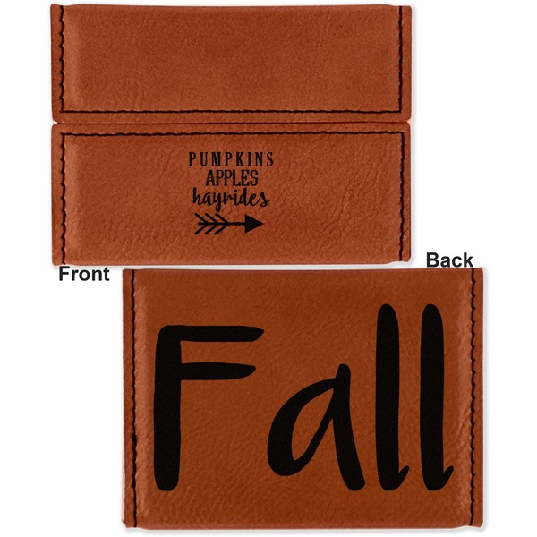 Fall Quotes and Sayings Leather Business Card Holder - Front Back