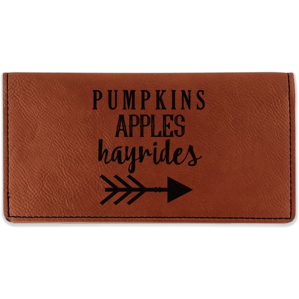 Custom Fall Quotes and Sayings Leatherette Checkbook Holder - Double Sided (Personalized)
