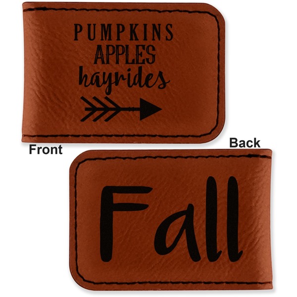 Fall Quotes and Sayings Leatherette Magnetic Money Clip - Front and Back
