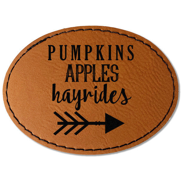 Custom Fall Quotes and Sayings Faux Leather Iron On Patch - Oval