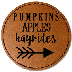 Fall Quotes and Sayings Faux Leather Iron On Patch - Round