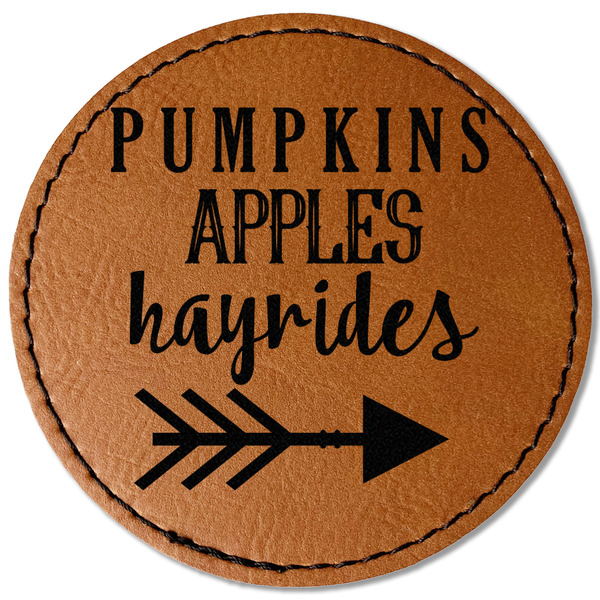 Custom Fall Quotes and Sayings Faux Leather Iron On Patch - Round