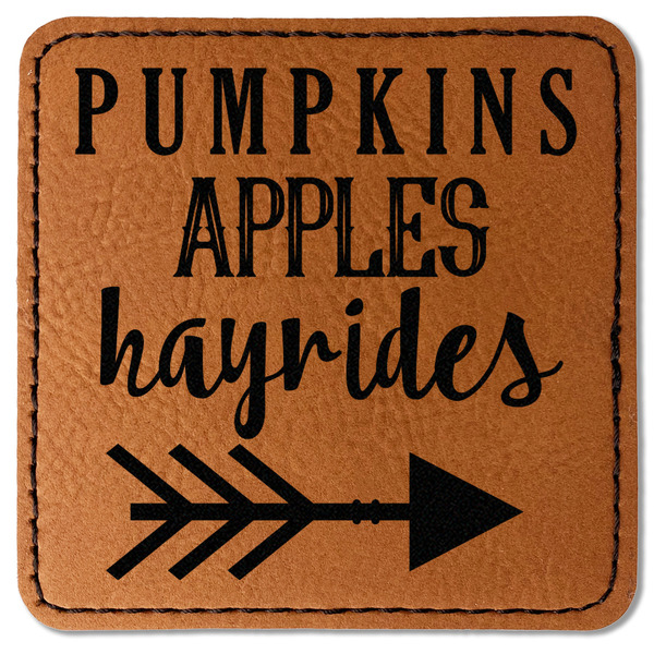 Custom Fall Quotes and Sayings Faux Leather Iron On Patch - Square