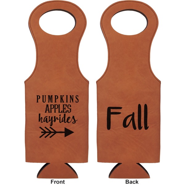 Fall Quotes and Sayings Leatherette Wine Tote Double Sided - Front and Back