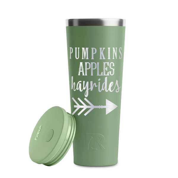 Fall Quotes and Sayings Light Green RTIC Everyday Tumbler - 28 oz. - Lid Off