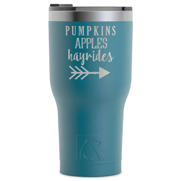 Custom Fall Quotes and Sayings RTIC Tumbler - Dark Teal - Laser Engraved - Single-Sided