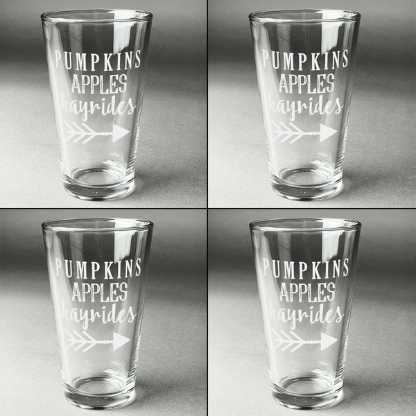 Fall Quotes and Sayings Set of Four Engraved Beer Glasses - Individual View