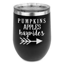 Fall Quotes and Sayings Stemless Stainless Steel Wine Tumbler - Black - Double Sided