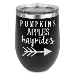 Fall Quotes and Sayings Stemless Stainless Steel Wine Tumbler - Black - Single Sided