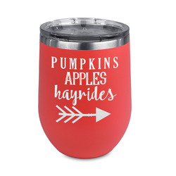 Fall Quotes and Sayings Stemless Stainless Steel Wine Tumbler - Coral - Double Sided
