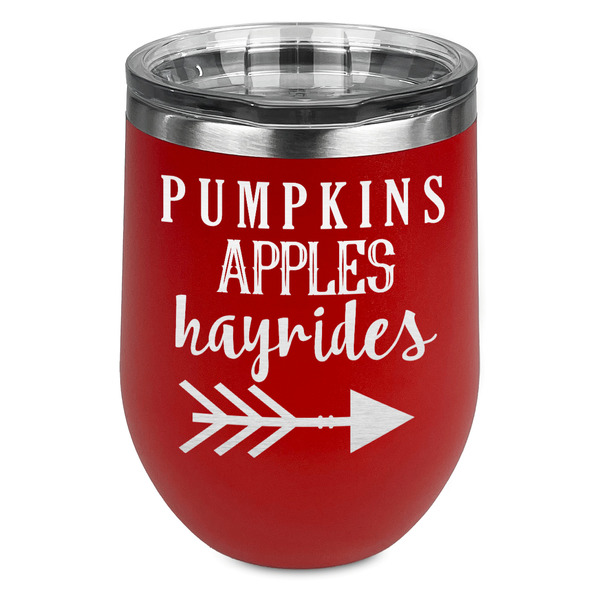 Custom Fall Quotes and Sayings Stemless Stainless Steel Wine Tumbler - Red - Double Sided