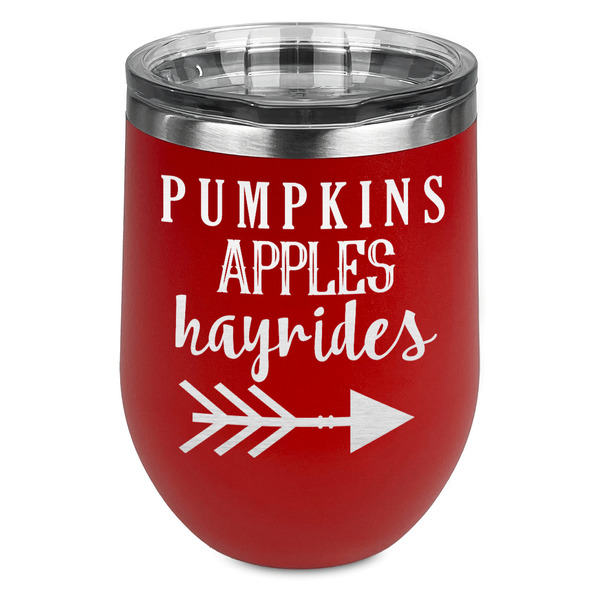 Custom Fall Quotes and Sayings Stemless Stainless Steel Wine Tumbler - Red - Double Sided