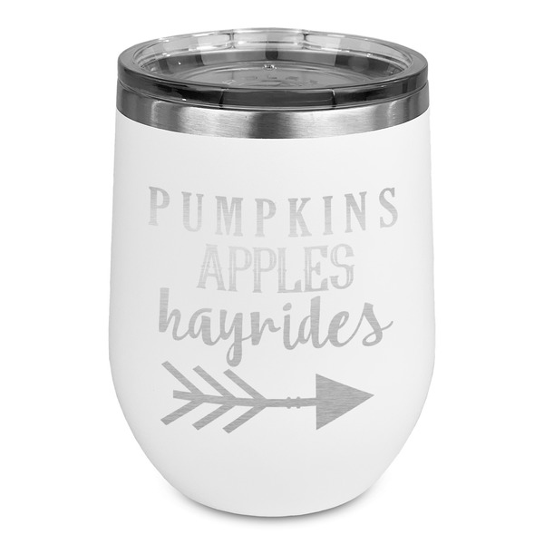 Custom Fall Quotes and Sayings Stemless Stainless Steel Wine Tumbler - White - Single Sided