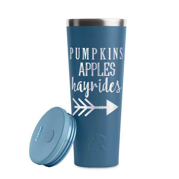 Fall Quotes and Sayings Steel Blue RTIC Everyday Tumbler - 28 oz. - Lid Off