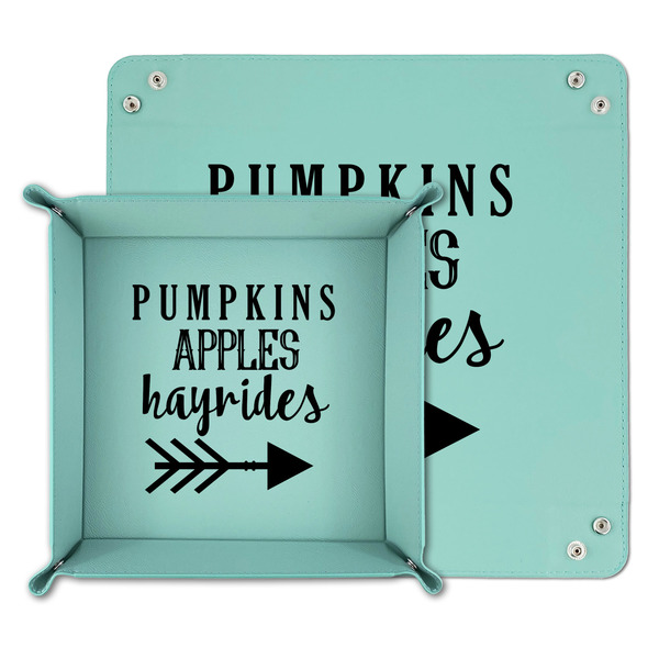 Fall Quotes and Sayings Teal Faux Leather Valet Trays - PARENT MAIN