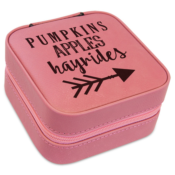 Custom Fall Quotes and Sayings Travel Jewelry Boxes - Pink Leather