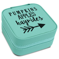 Fall Quotes and Sayings Travel Jewelry Box - Teal Leather