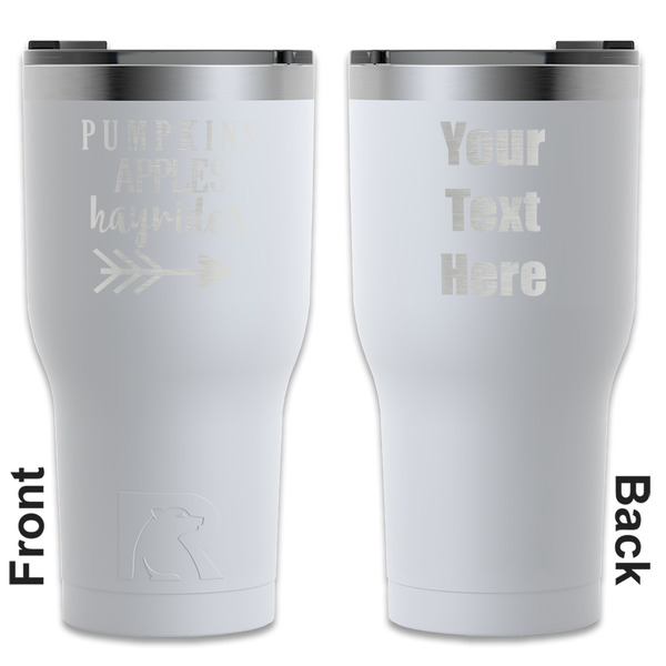 Custom Fall Quotes and Sayings RTIC Tumbler - White - Engraved Front & Back (Personalized)