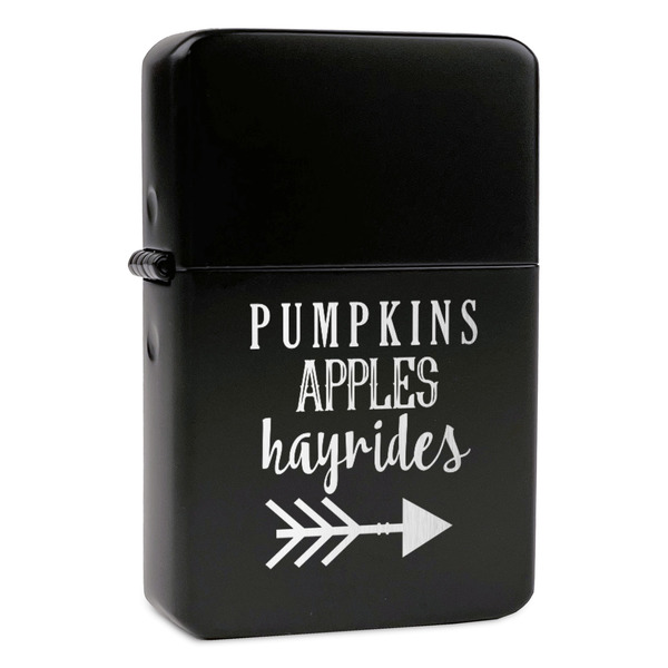 Custom Fall Quotes and Sayings Windproof Lighter - Black - Double Sided & Lid Engraved