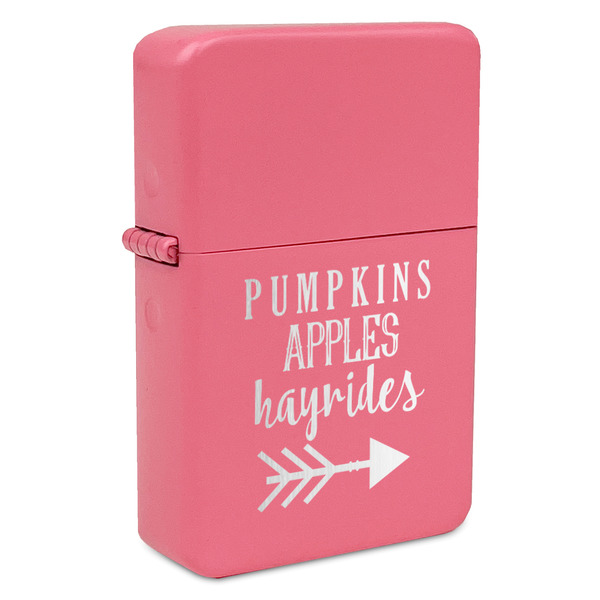 Custom Fall Quotes and Sayings Windproof Lighter - Pink - Single Sided & Lid Engraved