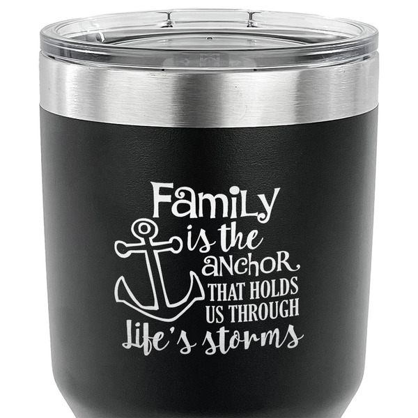 Family Quotes and Sayings 30 oz Stainless Steel Ringneck Tumbler - Black - CLOSE UP