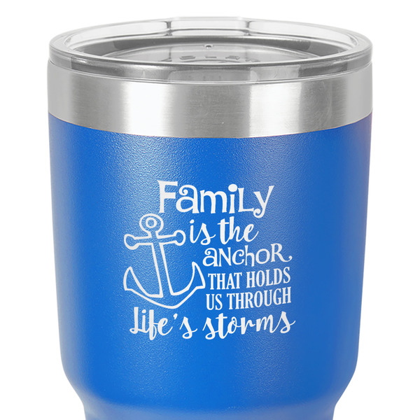 Family Quotes and Sayings 30 oz Stainless Steel Ringneck Tumbler - Blue - Close Up