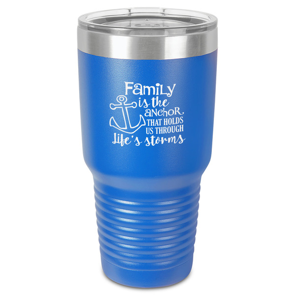 Family Quotes and Sayings 30 oz Stainless Steel Ringneck Tumbler - Blue - Front