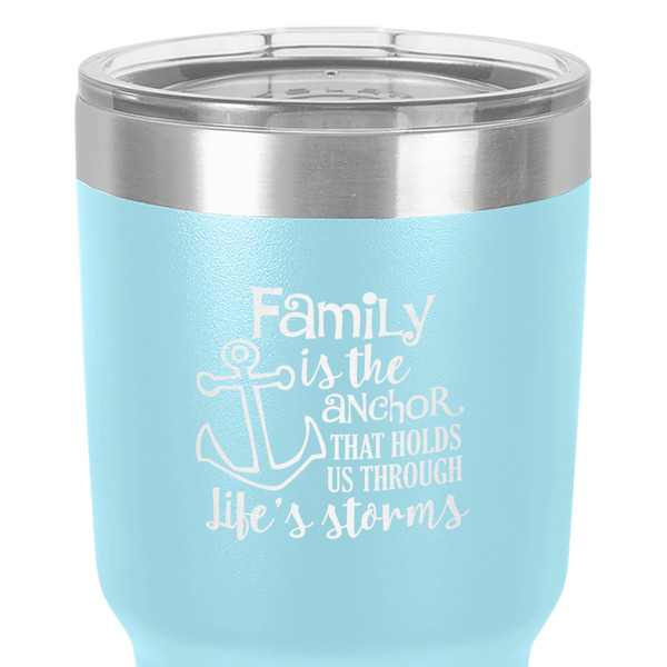 Family Quotes and Sayings 30 oz Stainless Steel Ringneck Tumbler - Teal - Close Up