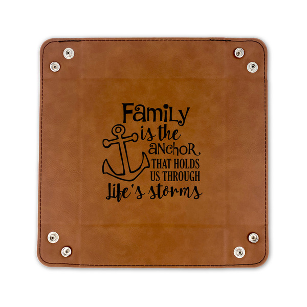 Family Quotes and Sayings 6" x 6" Leatherette Snap Up Tray - FLAT FRONT