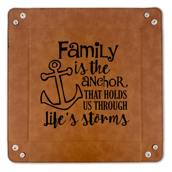 Family Quotes and Sayings 9" x 9" Leatherette Snap Up Tray - APPROVAL (FLAT)