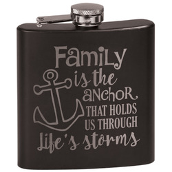 Family Quotes and Sayings Black Flask Set