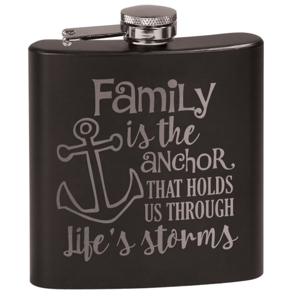 Custom Family Quotes and Sayings Black Flask Set
