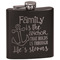 Family Quotes and Sayings Black Flask - Engraved Front