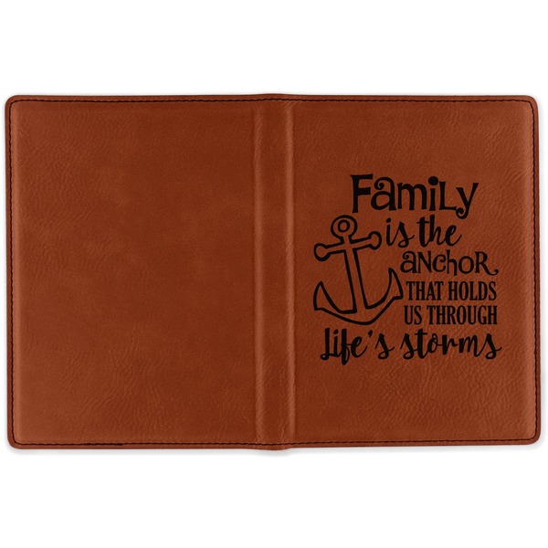 Family Quotes and Sayings Cognac Leather Passport Holder Outside Single Sided - Apvl