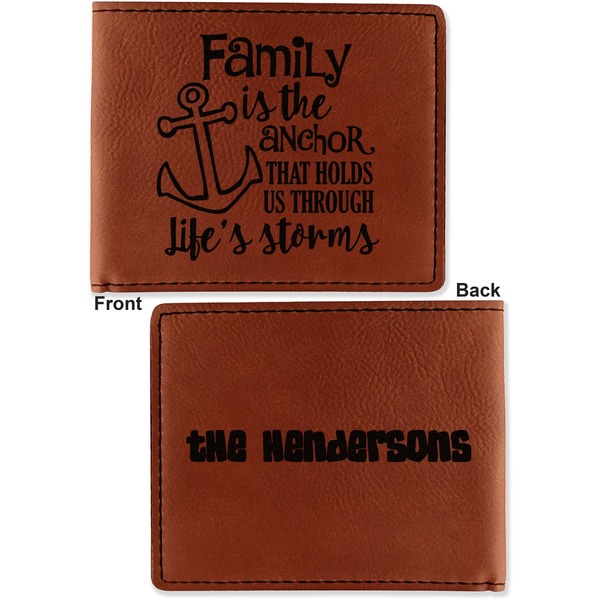 Family Quotes and Sayings Cognac Leatherette Bifold Wallets - Front and Back